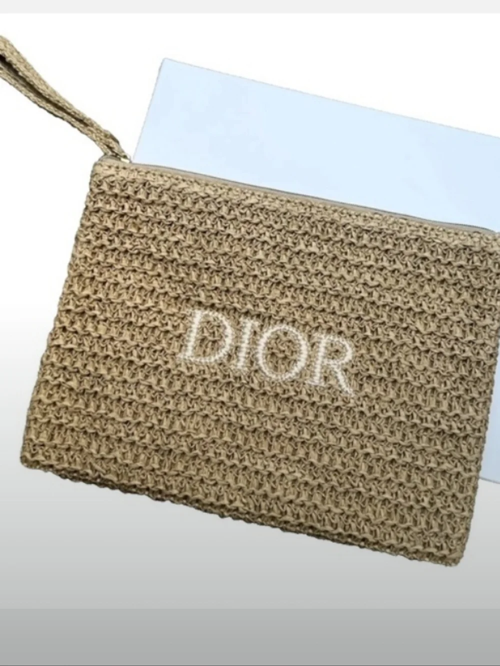 Dior-Logo Raffia Woven Zip Pouch 🤎 - Picture 3 of 6